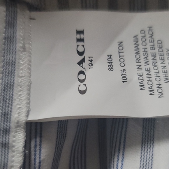 NWT Coach 1941 prairie Boho blue white striped shirt Dress ruffle SZ 8 - Picture 8 of 8